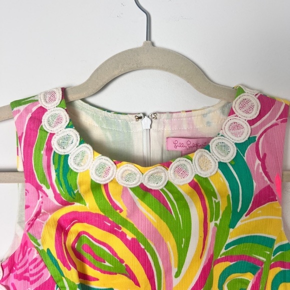 Lily Pulitzer Pink Print All Nighter Sleeveless Lace Trim Mila Shift Dress Sz 00 - Picture 4 of 13